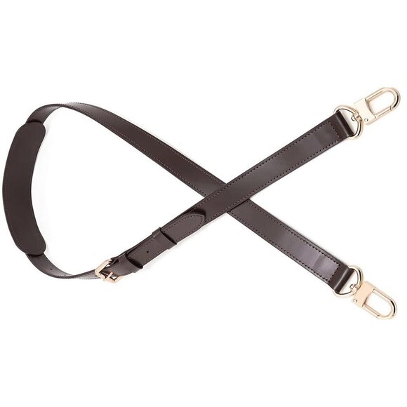 Darn Brown Leather Crossbody Replacement Strap for Damier Ebene Keepall 1 inches - Picture 3 of 7